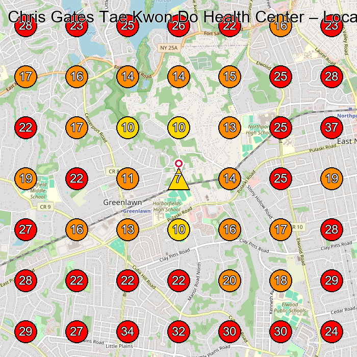 Chris Gates Tae Kwon Do Health Center GeoGrid visibility map for Martial Arts School in East Northport
